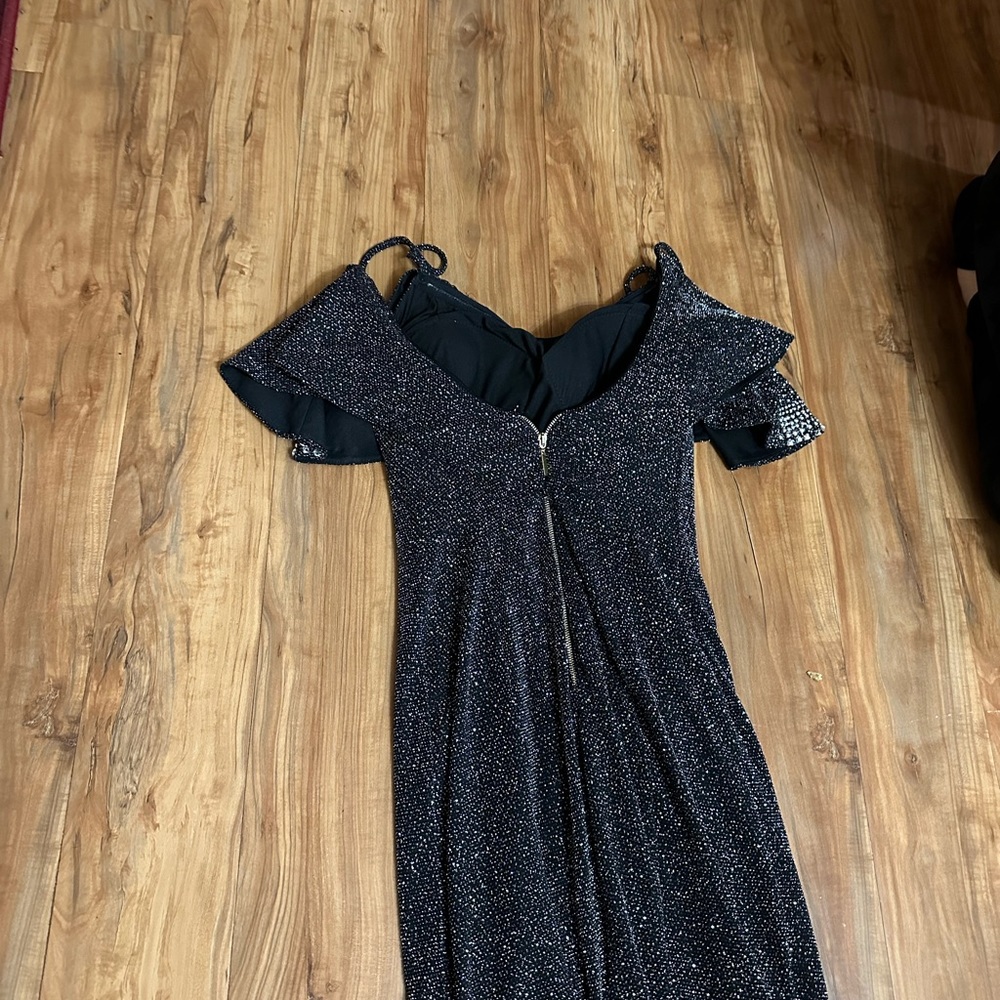 Floor length sparkly dress with slit on front